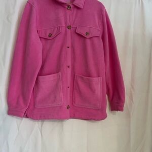 Pink Button-Up Fleece Jacket